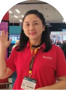 Holly Ho, Manager of vsmile attended AEEDC exhibition in DWTC dubai